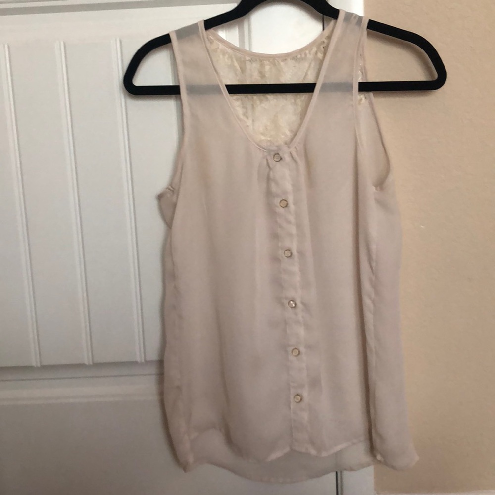 Cream button up tank blouse
